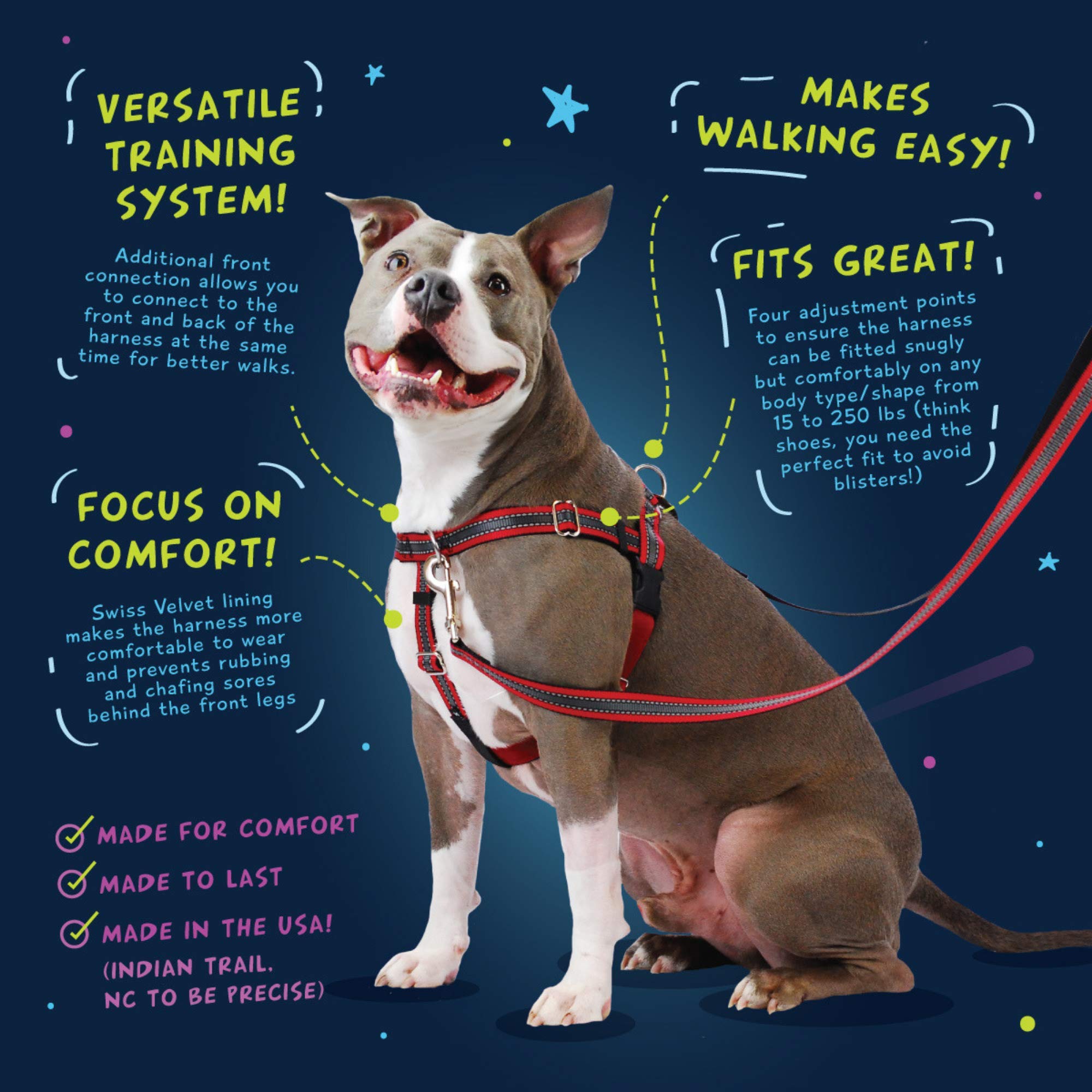 2 Hounds Design Freedom No Pull Dog Harness With Leash, Adjustable Gentle Comfortable Control For Easy Dog Walking, For Small Me